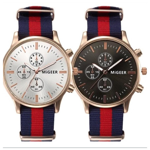 Montre Migeer Unisex Quartz Bleu Rouge